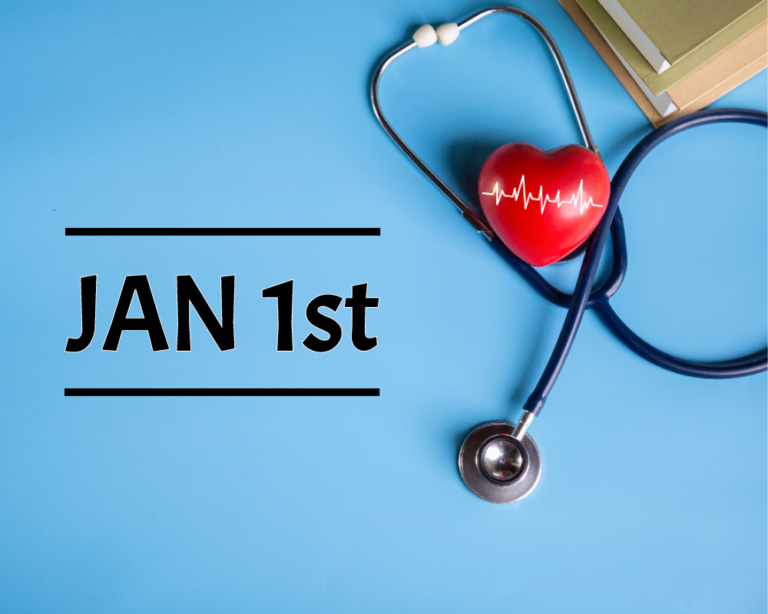 January 1st Date with healthcare symbols