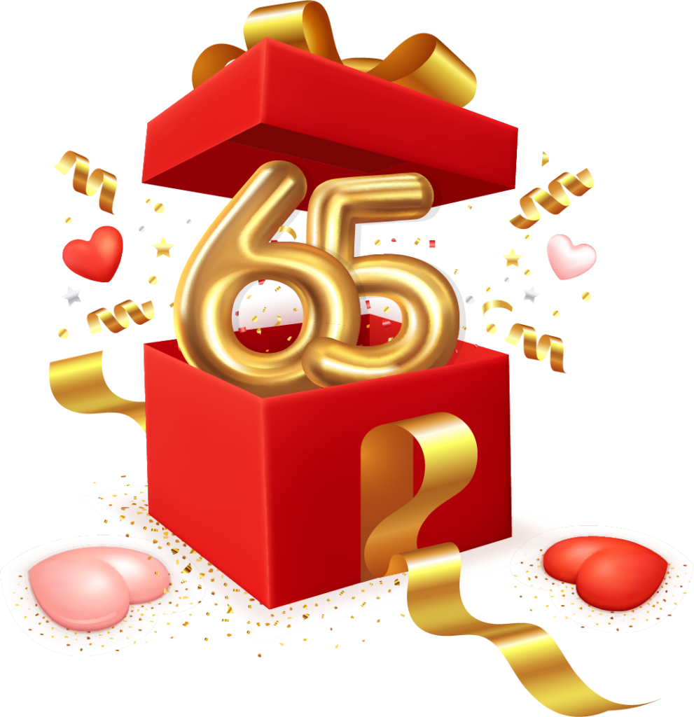 65 birthday present with hearts