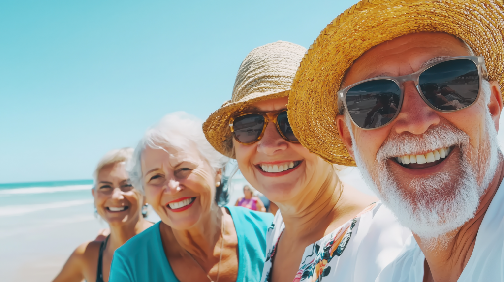 seniors enjoying summer at the beach